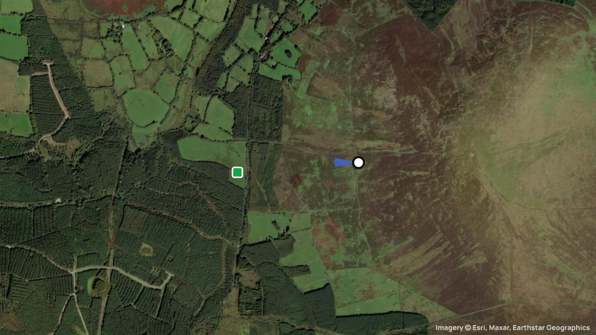 Satellite map of Keadeen Mountain with its launches and landings