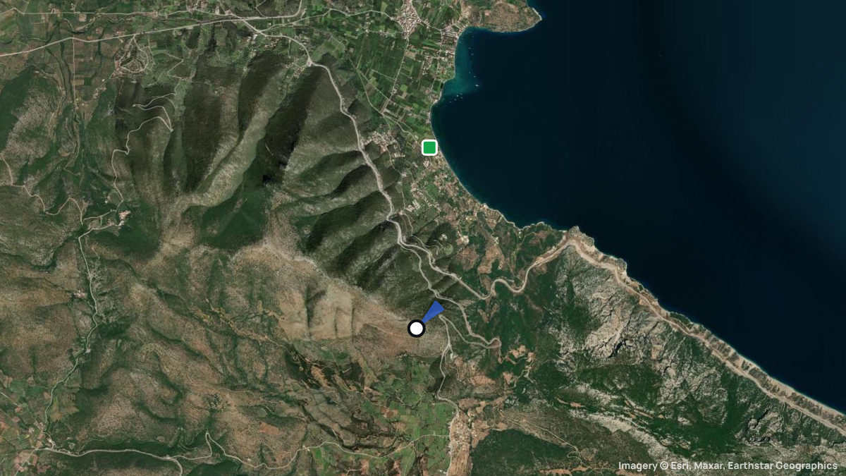 Satellite map of Panagia with its launches and landings