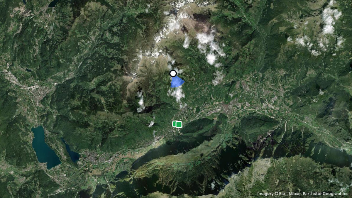 Satellite map of Roncegno with its launches and landings