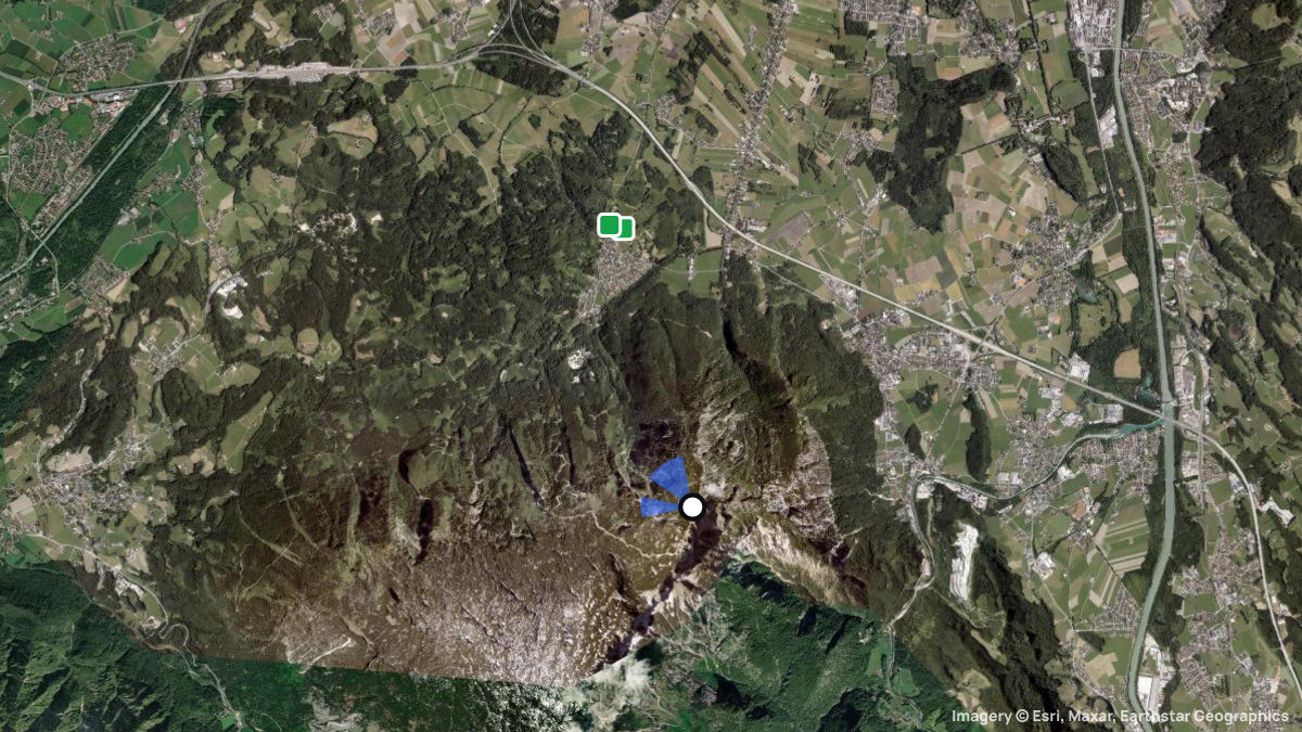 Satellitenkarte von Untersberg mit Start- und Landeplätzen