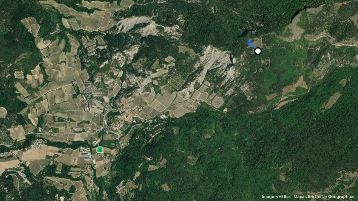 Satellite map of Butte de L'Aigle with its launches and landings
