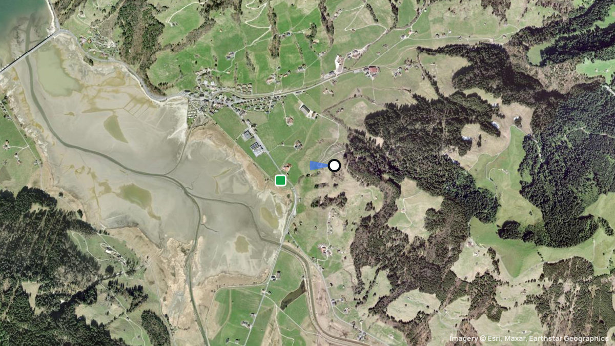 Satellite map of Einsiedeln with its launches and landings