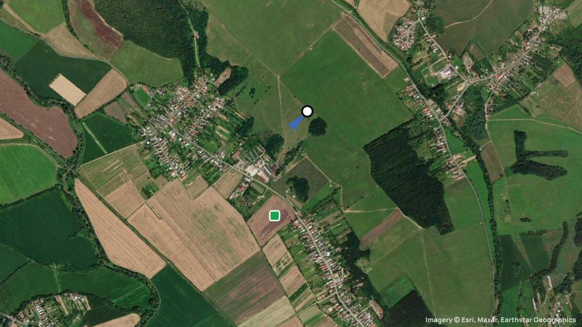 Satellite map of Komarany with its launches and landings