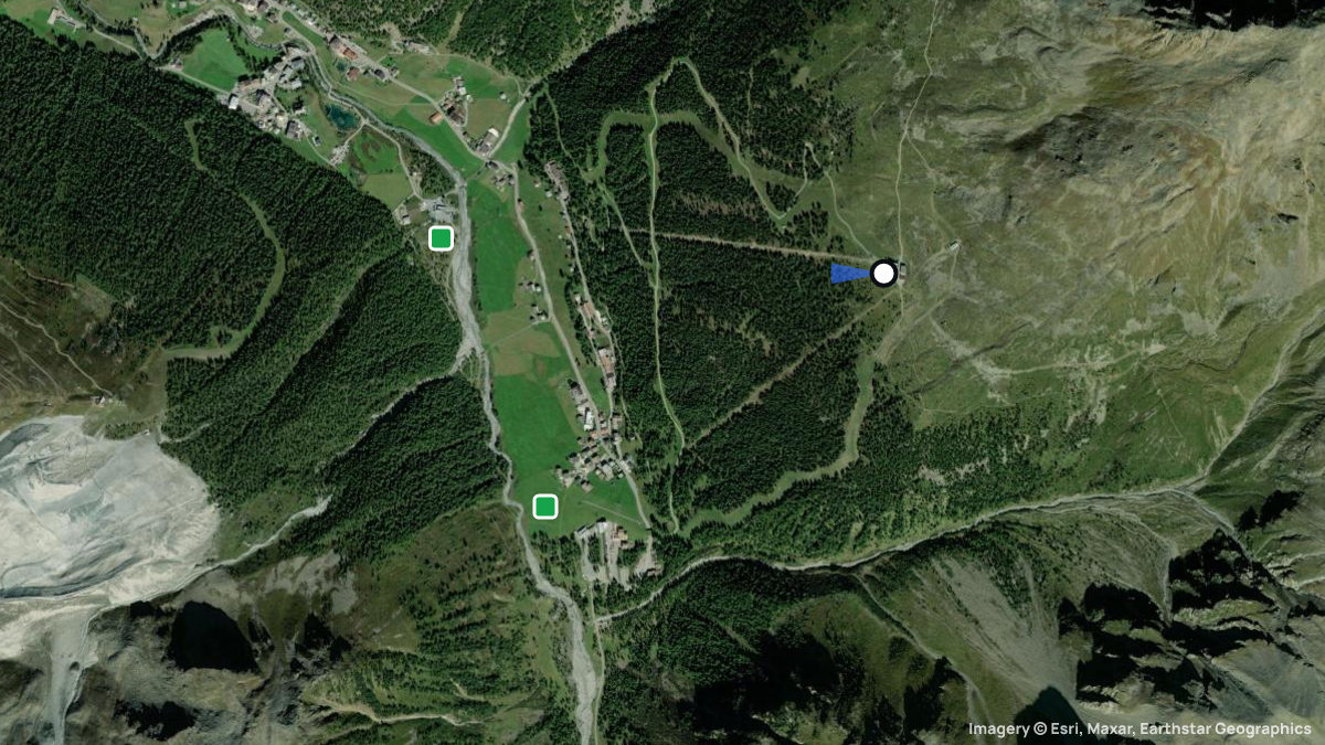 Satellitenkarte von Kanzel mit Start- und Landeplätzen