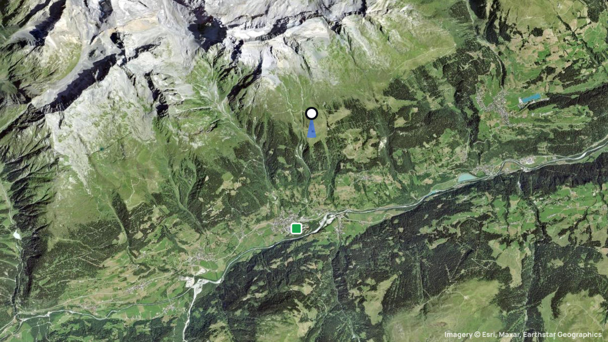 Satellitenkarte von Schlans mit Start- und Landeplätzen