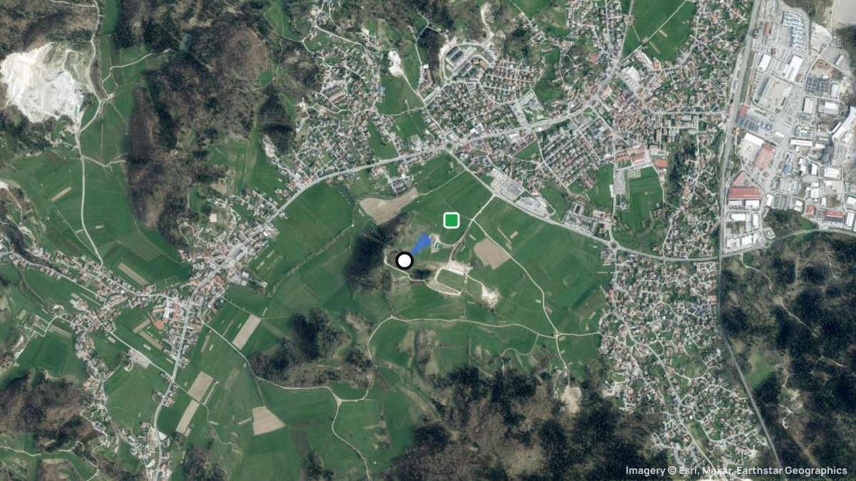 Satellite map of Skirca with its launches and landings