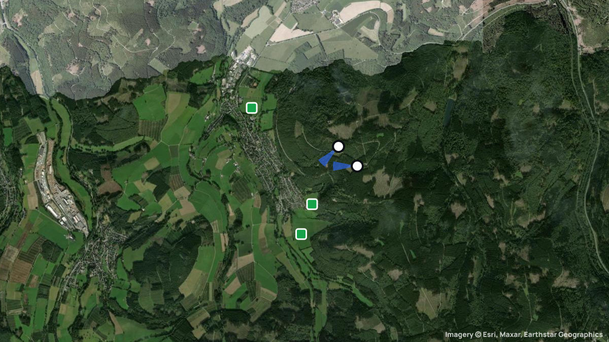 Satellite map of Bruchhauser Steine with its launches and landings