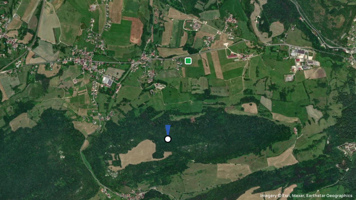 Satellite map of Pretin with its launches and landings