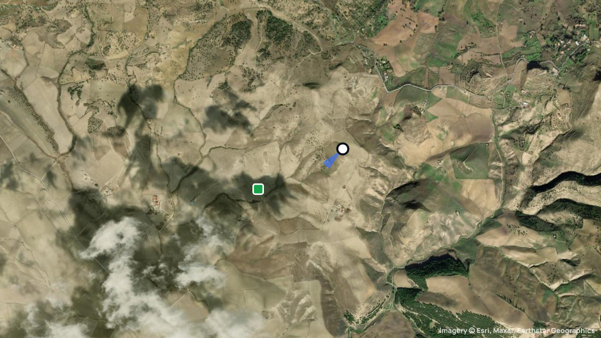 Satellite map of Pizzo Guarino with its launches and landings