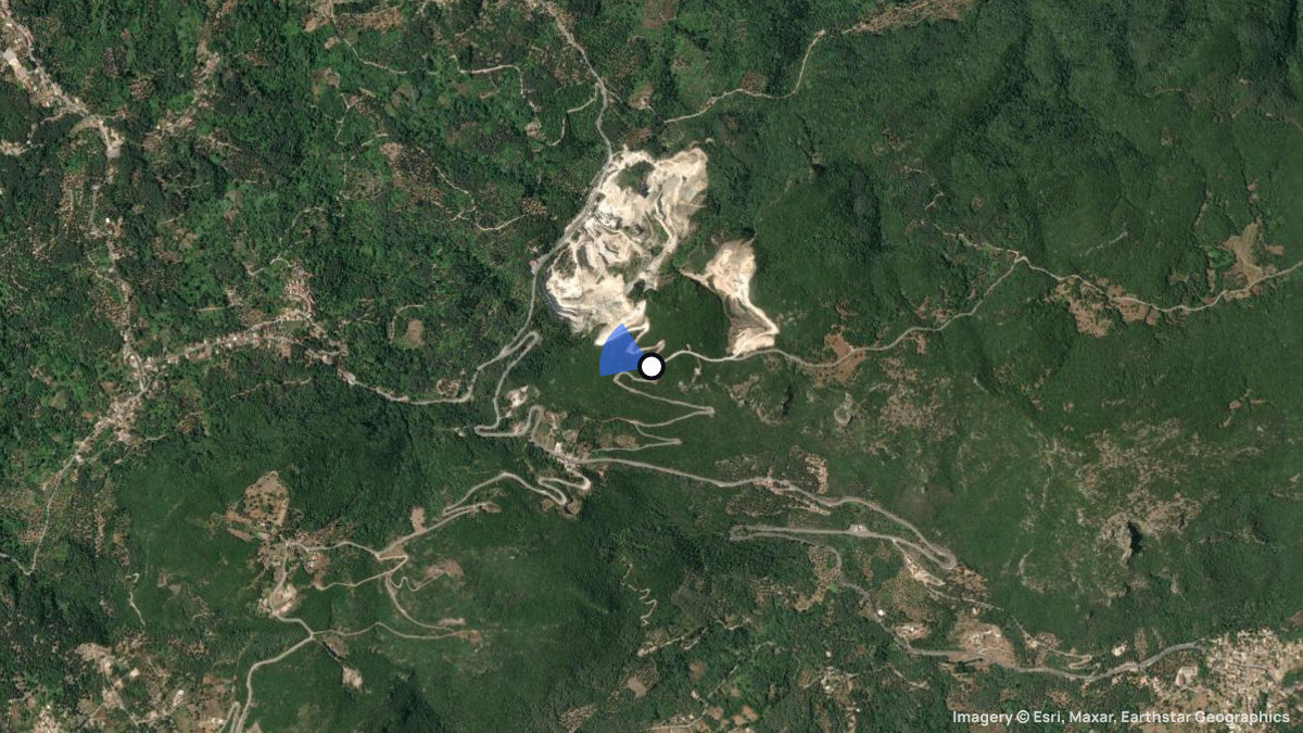 Satellite map of Troumpetas with its launches and landings