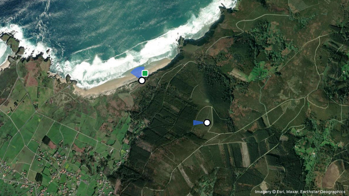 Satellite map of Ponzos with its launches and landings