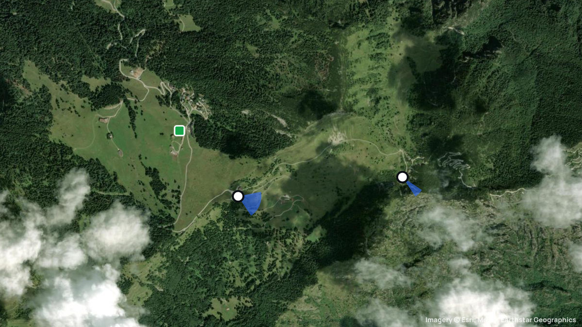 Satellite map of Monte Tremalzo with its launches and landings