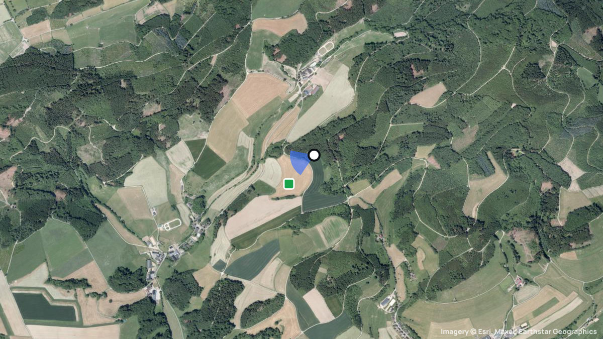 Satellite map of Obermelbecke with its launches and landings