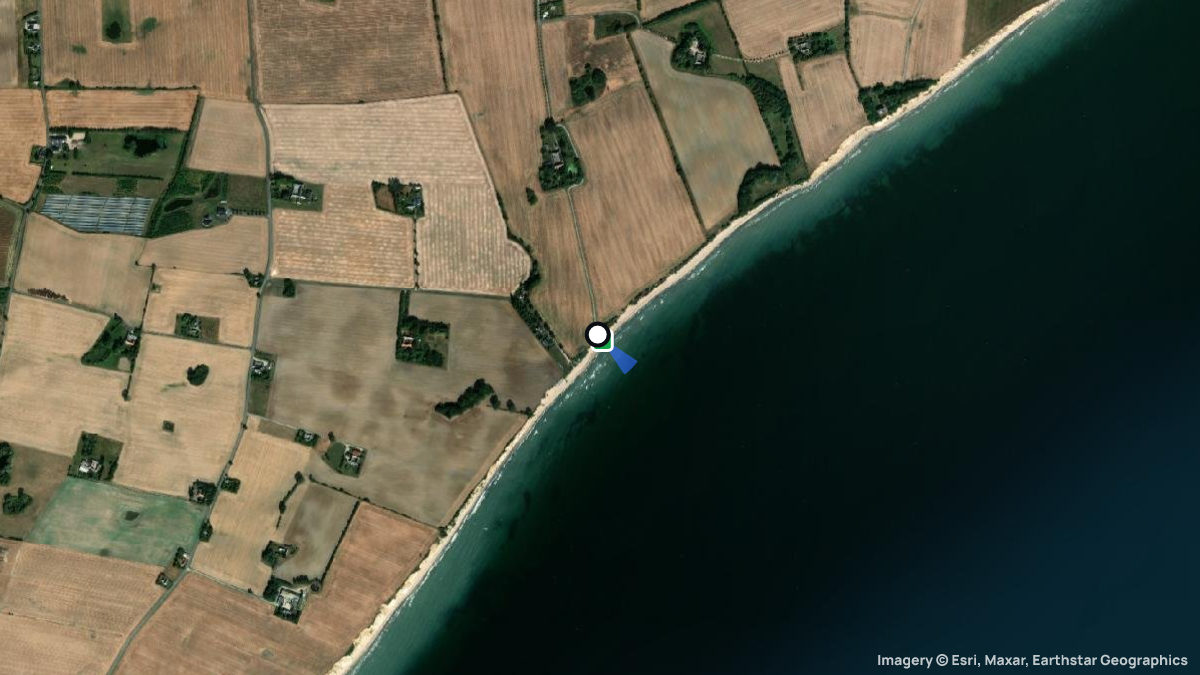 Satellitenkarte von Hjelm mit Start- und Landeplätzen
