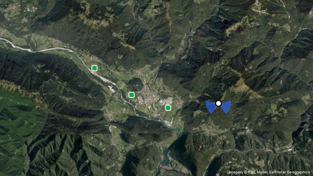Satellitenkarte von Kobala mit Start- und Landeplätzen