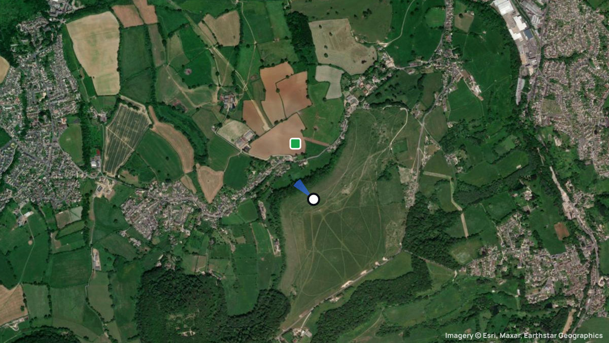Satellitenkarte von Selsley mit Start- und Landeplätzen