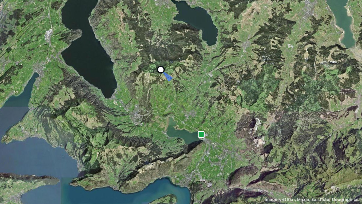Satellite map of Wildspitz with its launches and landings