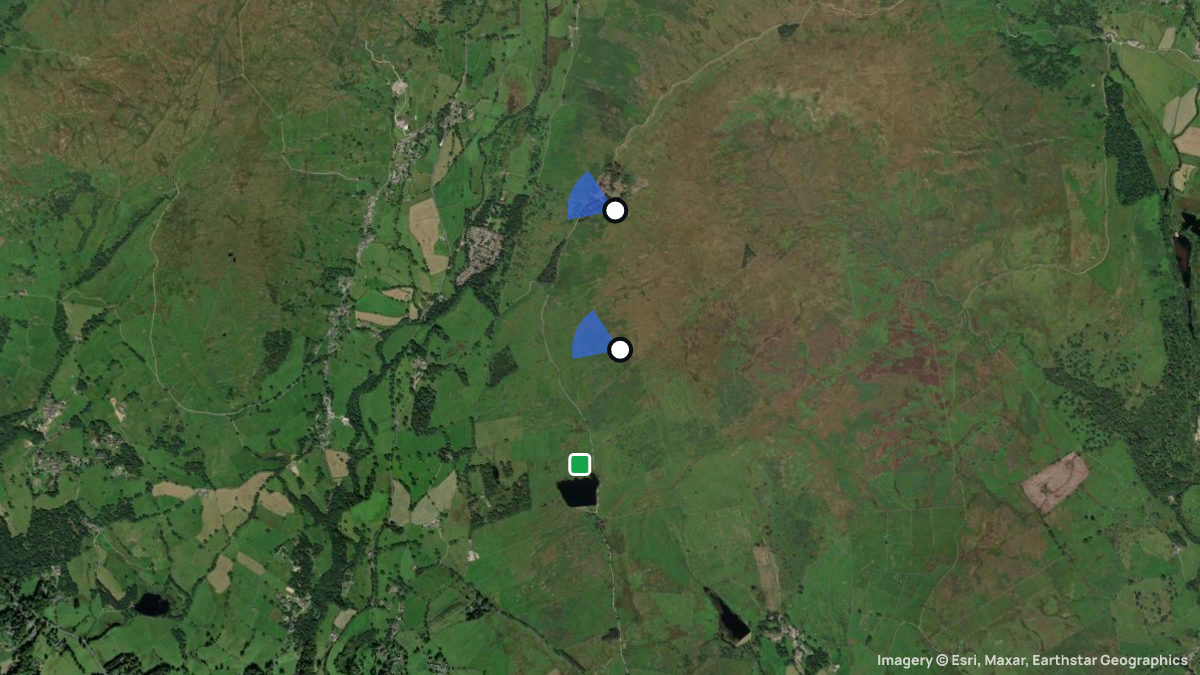 Satellite map of Troutbeck with its launches and landings