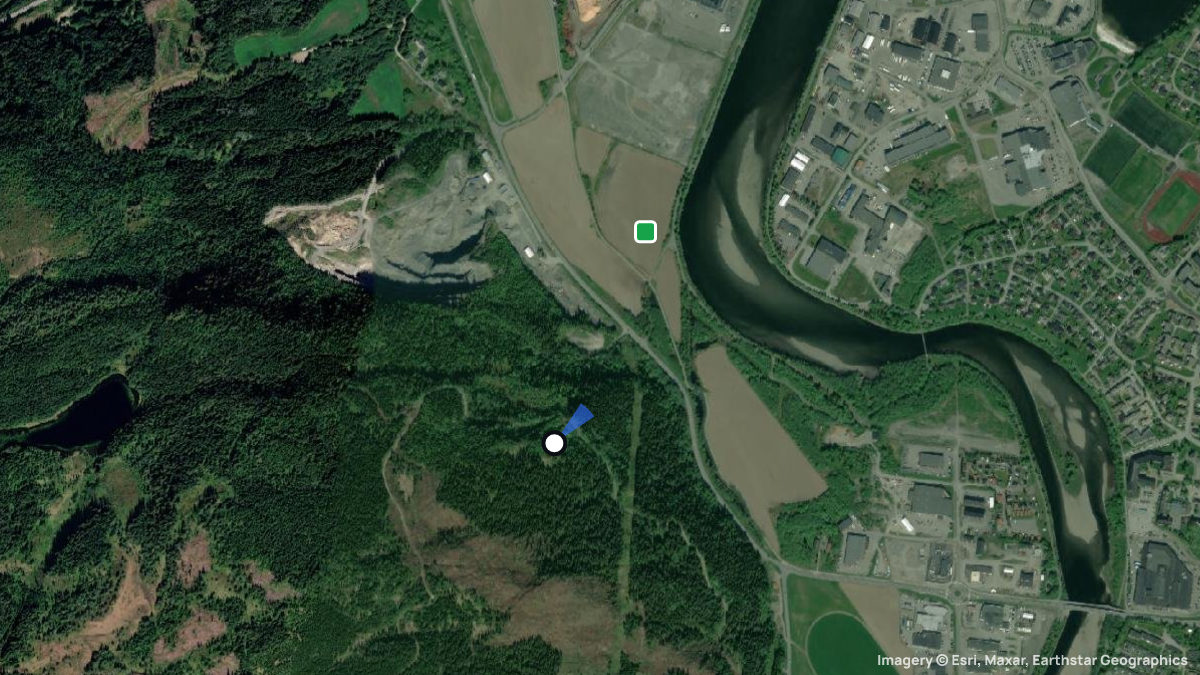 Satellitenkarte von Orkanger mit Start- und Landeplätzen