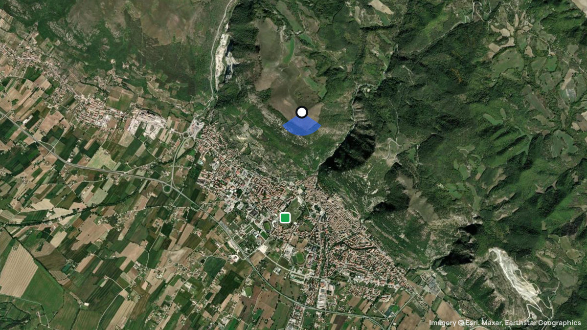 Satellite map of Gubbio with its launches and landings