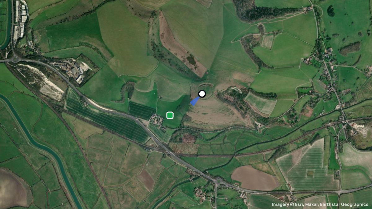Satellite map of Mount Carbun with its launches and landings