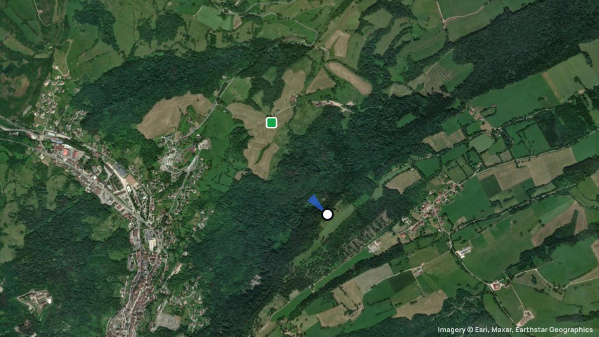 Satellite map of Clucy with its launches and landings
