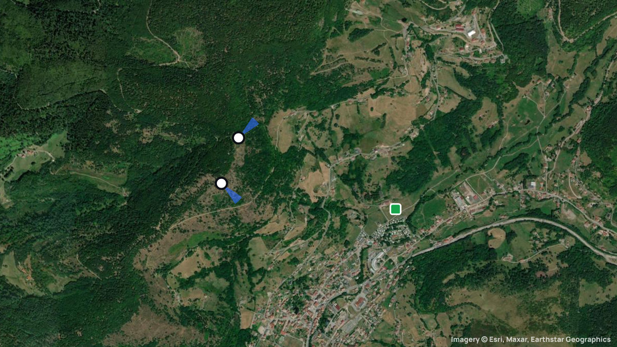 Satellite map of Revolles with its launches and landings