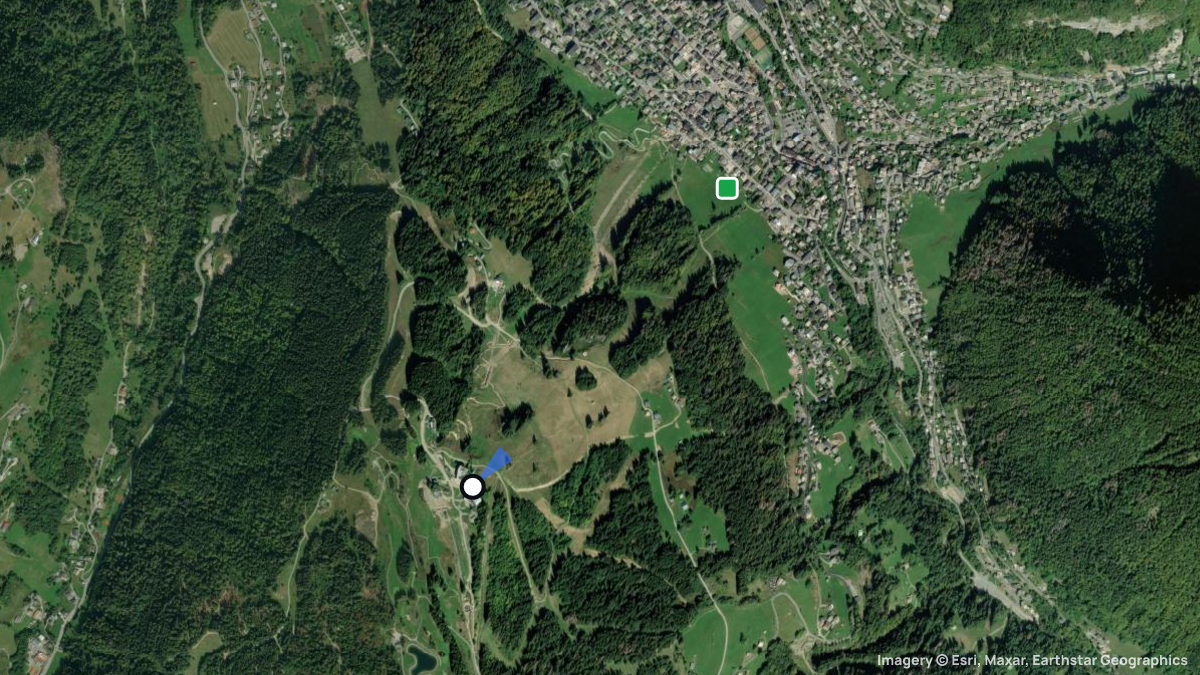 Satellite map of Le Pleney with its launches and landings