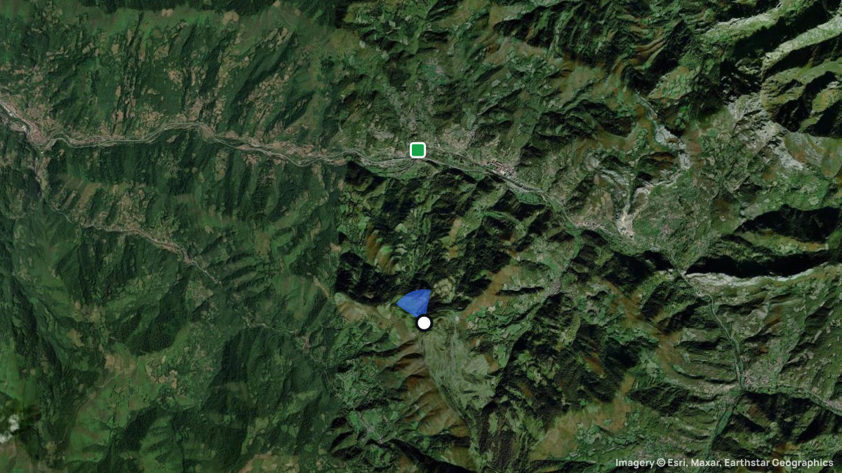 Satellite map of Cotobello with its launches and landings
