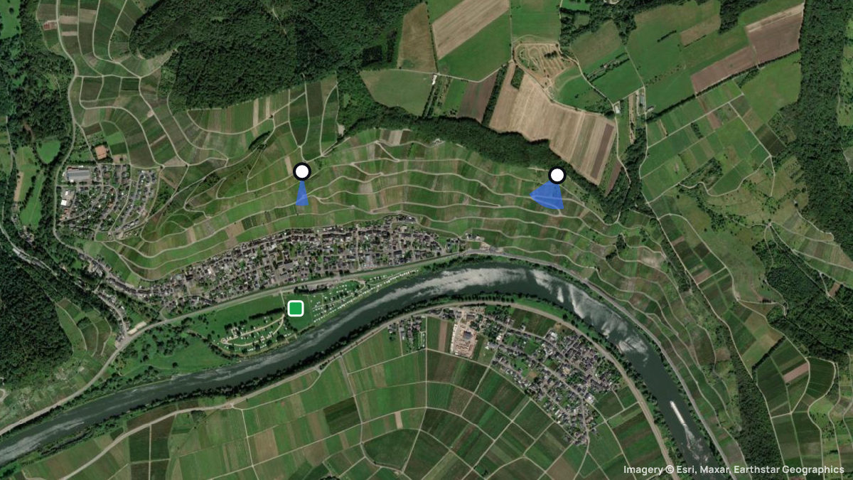 Satellite map of Klüsserath with its launches and landings