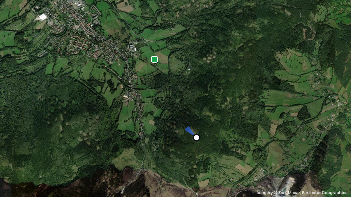 Satellite map of Kowary with its launches and landings