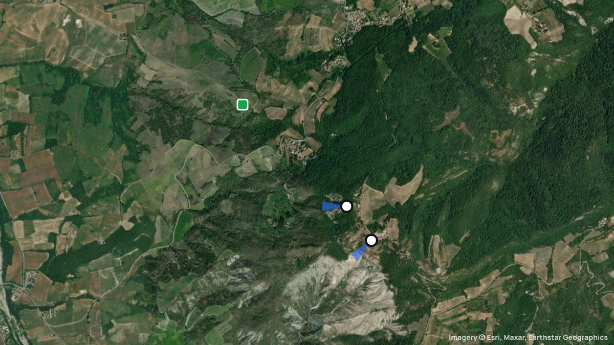 Satellitenkarte von Ca' del Monte mit Start- und Landeplätzen