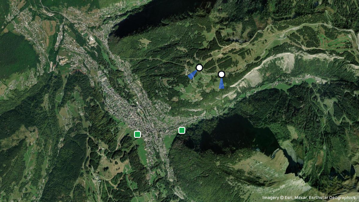 Satellite map of Morzine with its launches and landings