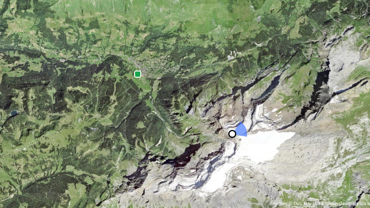 Satellitenkarte von Les Diablerets mit Start- und Landeplätzen
