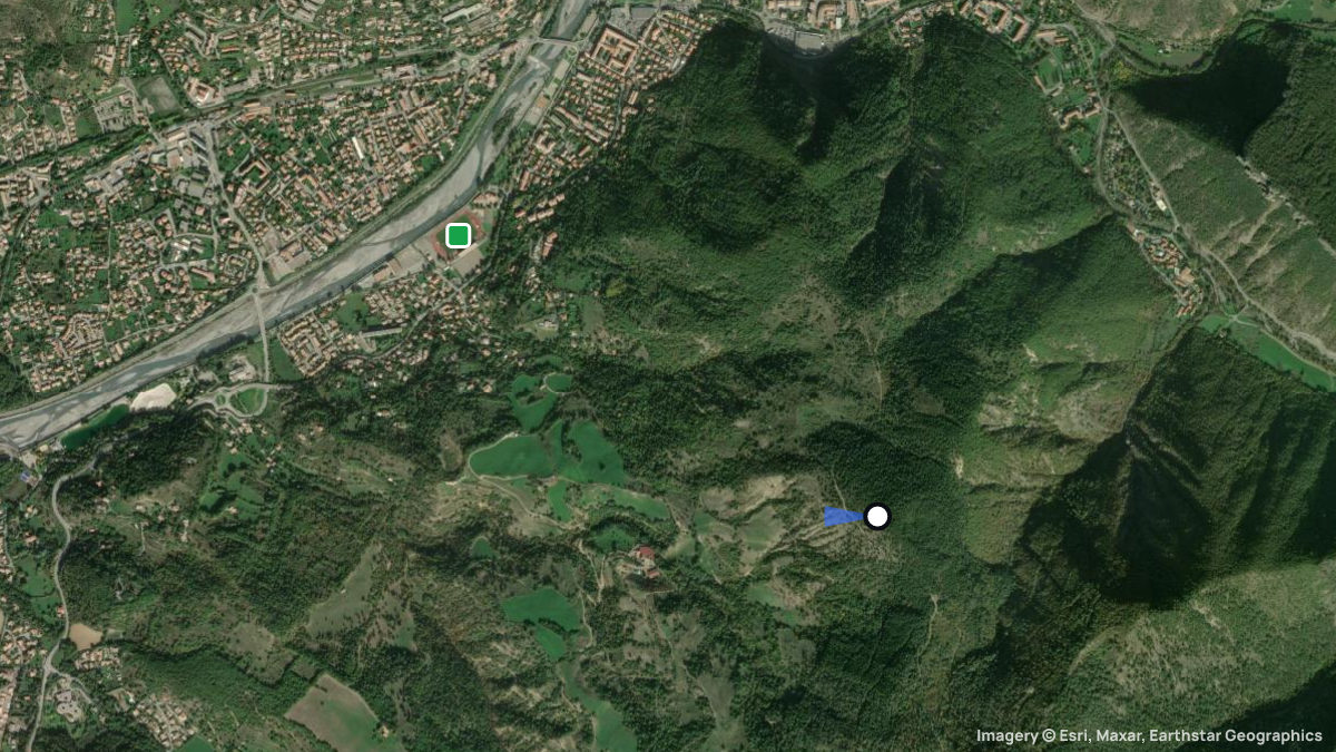 Satellite map of Villevieille with its launches and landings