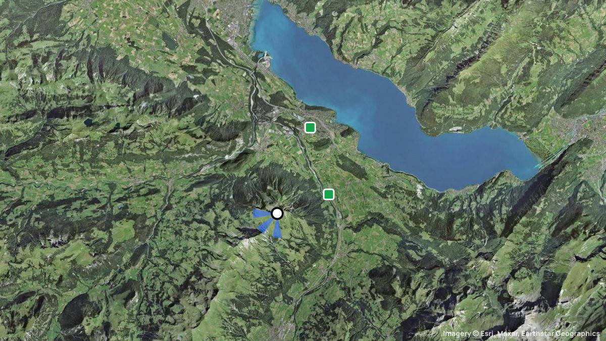 Satellitenkarte von Niesen mit Start- und Landeplätzen