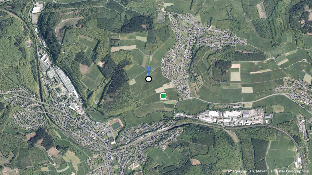 Satellitenkarte von Wilnsdorf N mit Start- und Landeplätzen