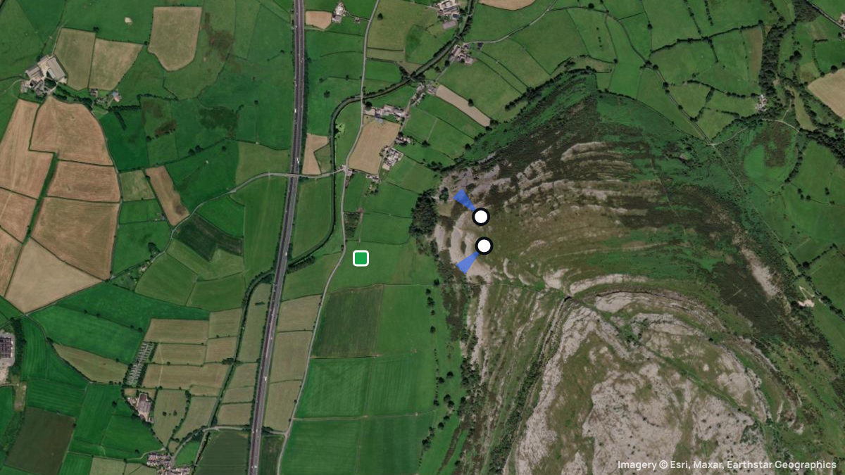 Satellite map of Farleton with its launches and landings