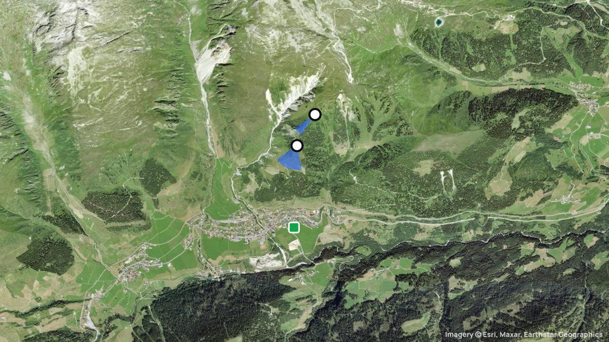 Satellite map of Cugieri with its launches and landings