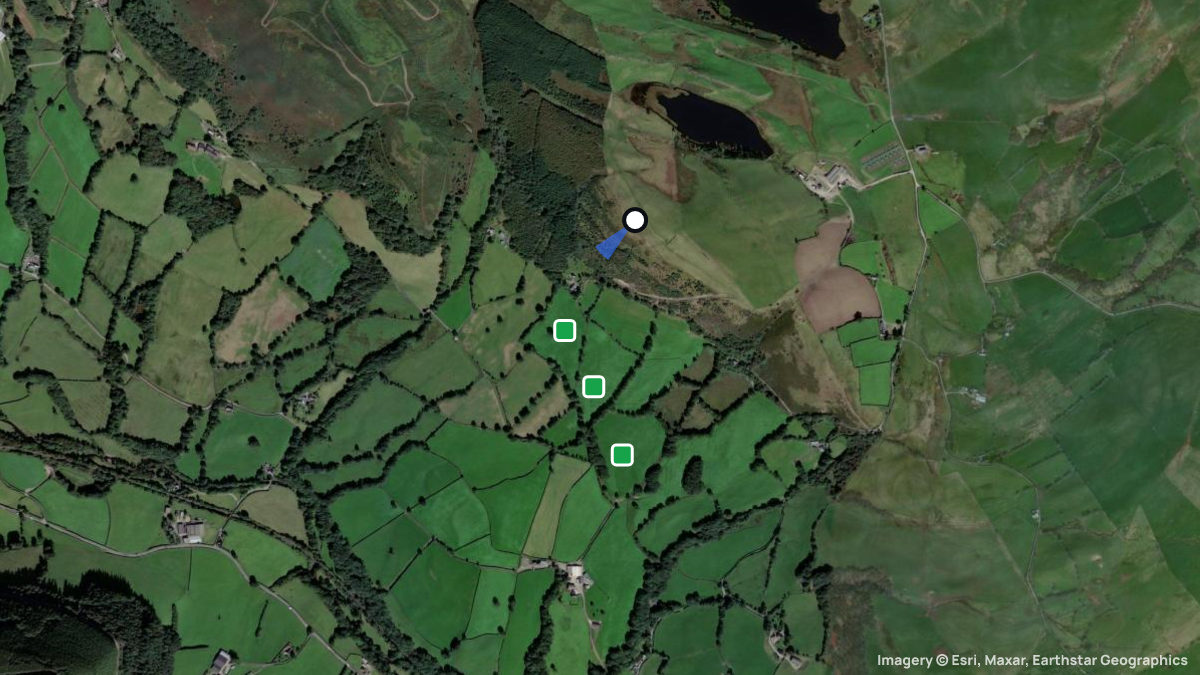 Satellite map of Clatter with its launches and landings
