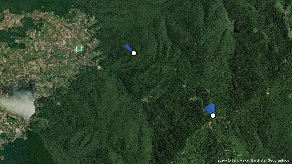 Satellite map of Sljeme with its launches and landings