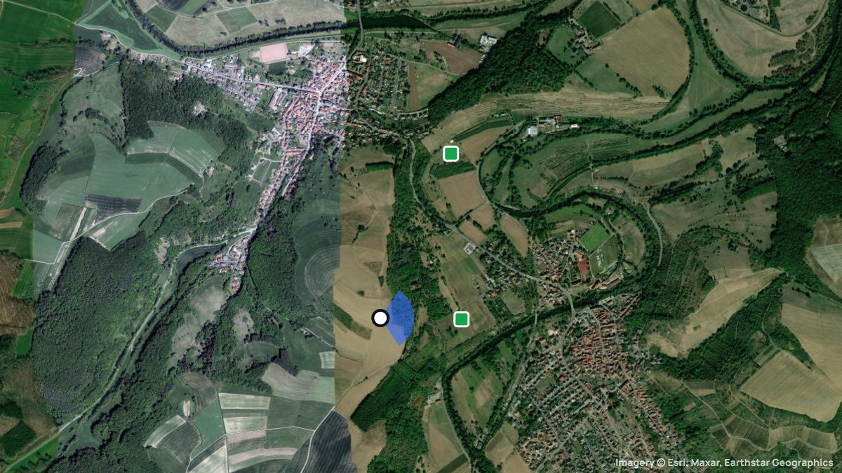 Satellitenkarte von Odernheim mit Start- und Landeplätzen