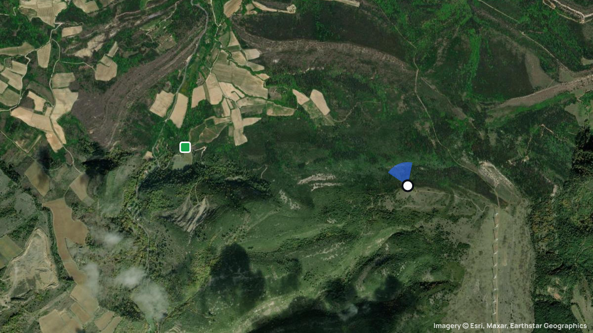 Satellite map of Pic de Brau with its launches and landings