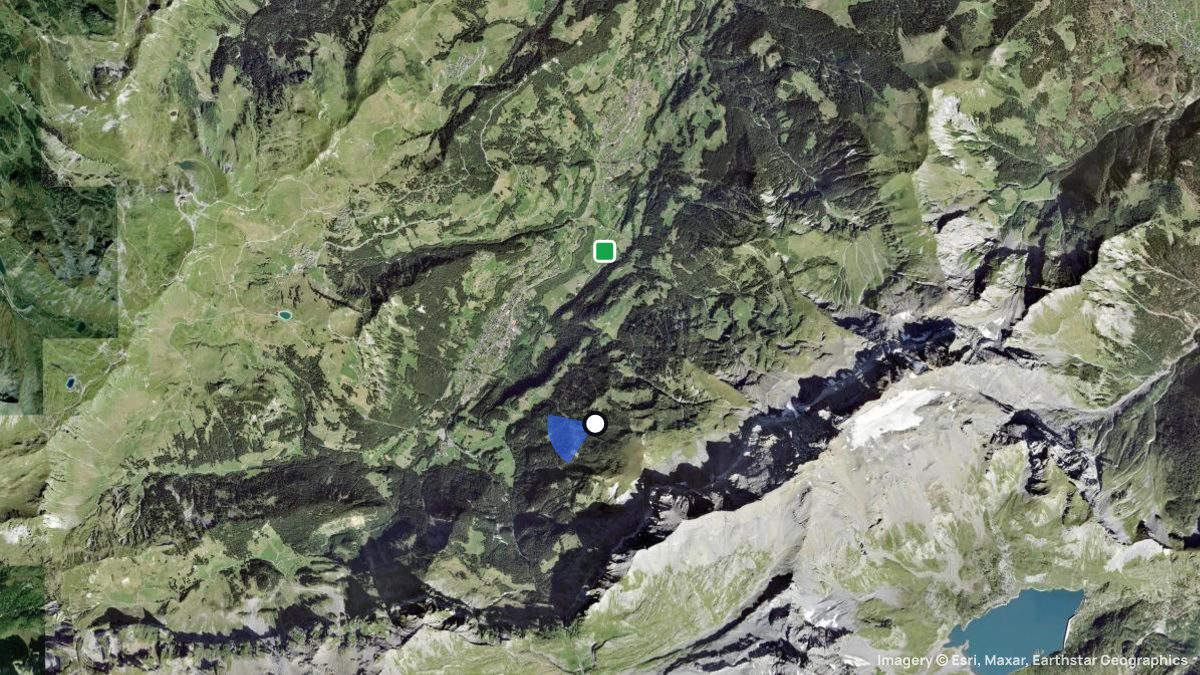 Satellite map of La Chaux Anteme with its launches and landings