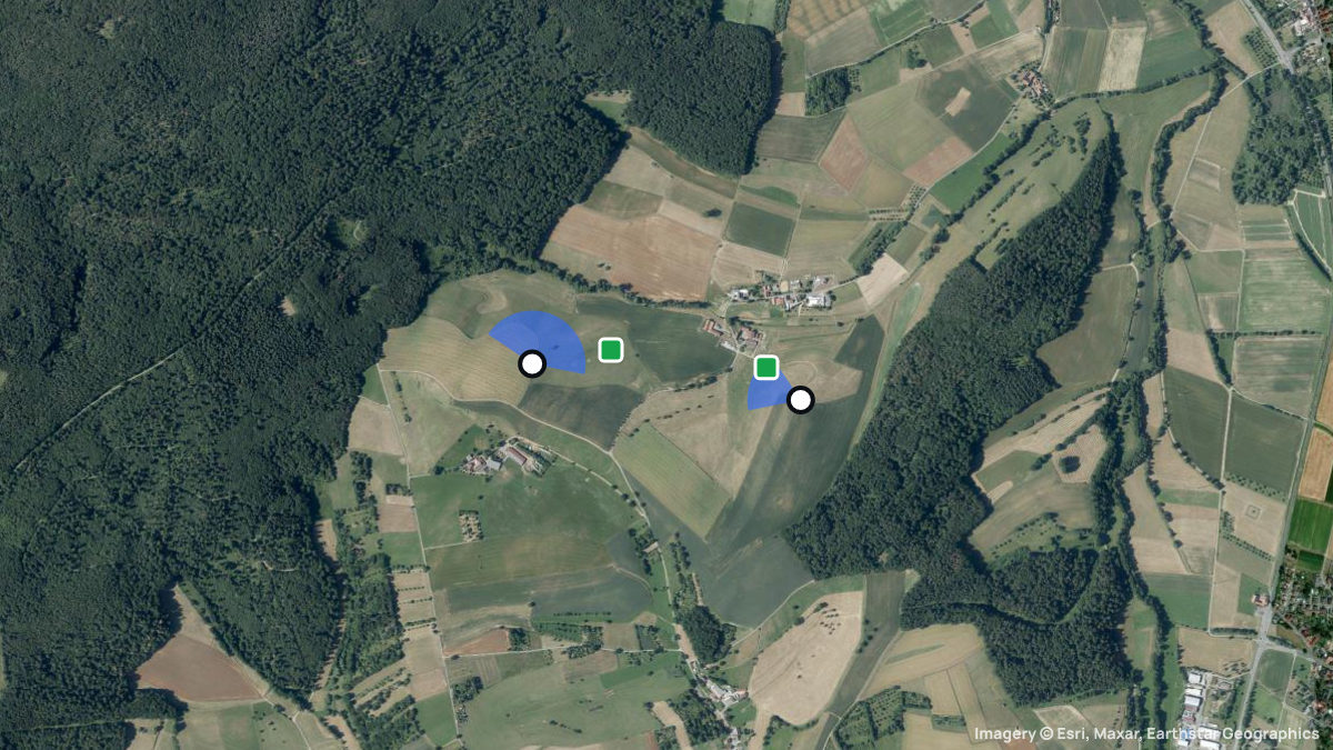 Satellitenkarte von Bierbach mit Start- und Landeplätzen