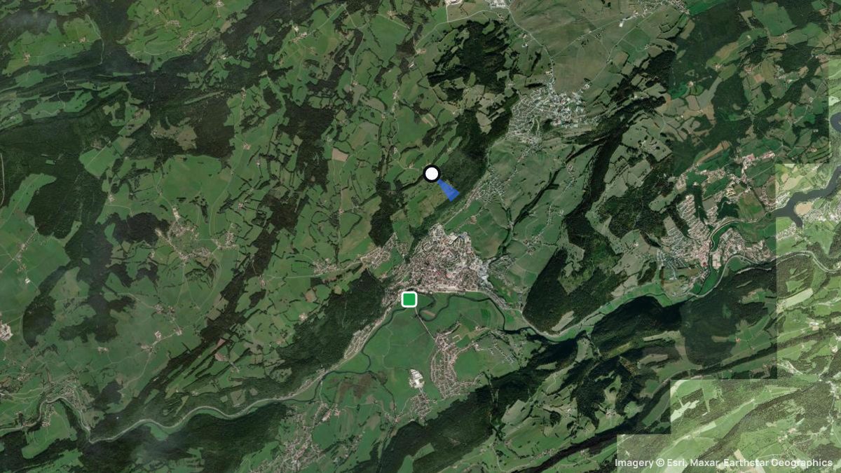 Satellite map of Mont Vouillot with its launches and landings