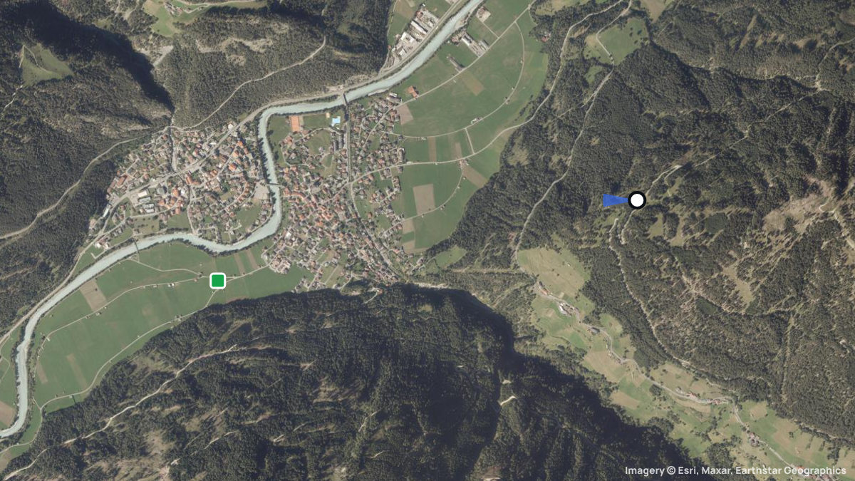 Satellitenkarte von Greit mit Start- und Landeplätzen