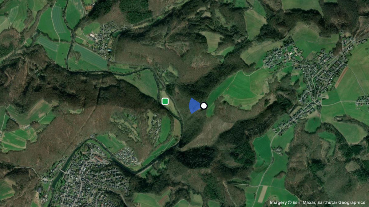 Satellitenkarte von Haardskopf mit Start- und Landeplätzen