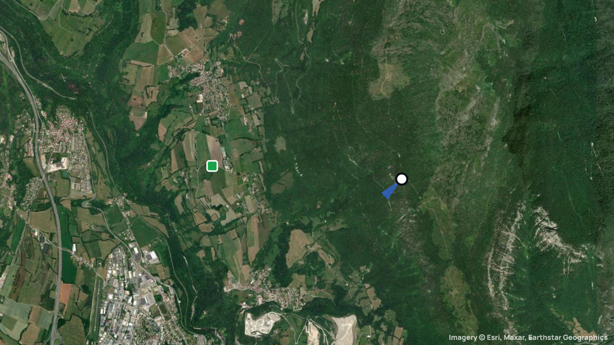 Satellitenkarte von La Charmante mit Start- und Landeplätzen