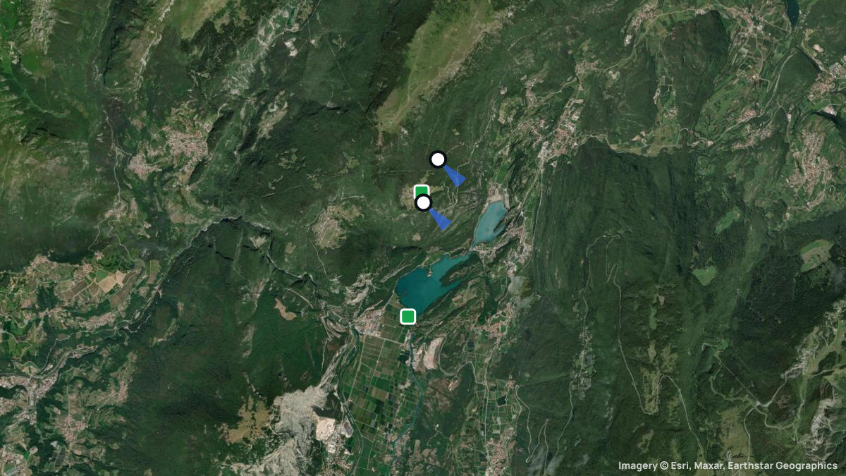 Satellite map of Margone with its launches and landings